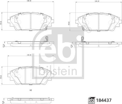 Febi Bilstein 184437 - Kit pastiglie freno, Freno a disco autozon.pro