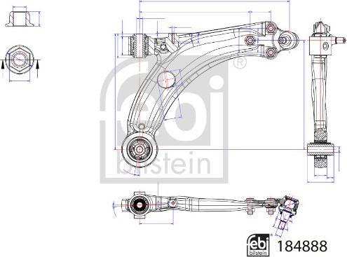 Febi Bilstein 184888 - Braccio oscillante, Sospensione ruota autozon.pro