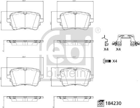 Febi Bilstein 184230 - Kit pastiglie freno, Freno a disco autozon.pro