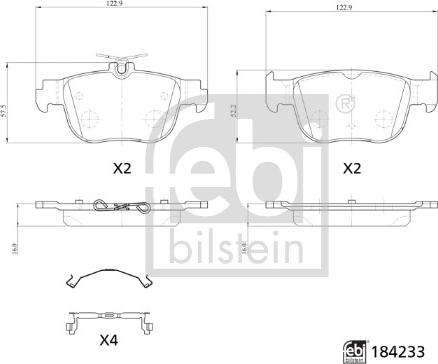 Febi Bilstein 184233 - Kit pastiglie freno, Freno a disco autozon.pro