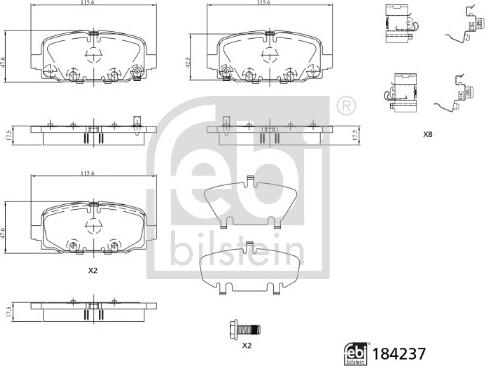 Febi Bilstein 184237 - Kit pastiglie freno, Freno a disco autozon.pro