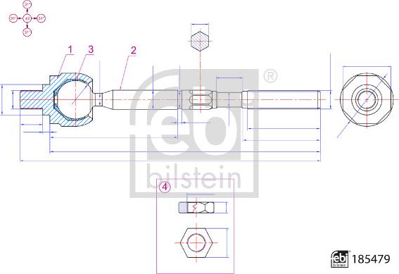 Febi Bilstein 185479 - Giunto assiale, Asta trasversale autozon.pro