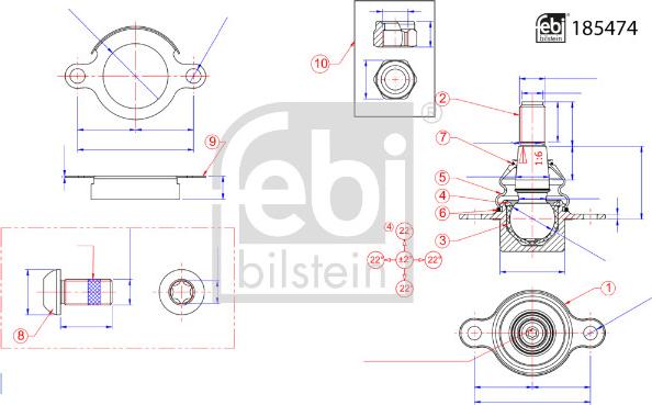 Febi Bilstein 185474 - Giunto assiale, Asta trasversale autozon.pro