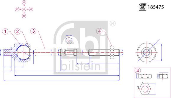 Febi Bilstein 185475 - Giunto assiale, Asta trasversale autozon.pro