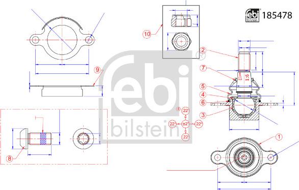 Febi Bilstein 185478 - Giunto di supporto / guida autozon.pro