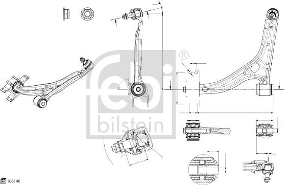 Febi Bilstein 186140 - Braccio oscillante, Sospensione ruota autozon.pro