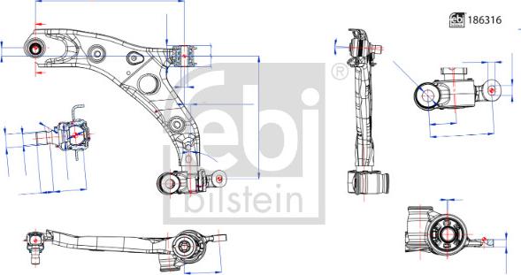 Febi Bilstein 186316 - Braccio oscillante, Sospensione ruota autozon.pro