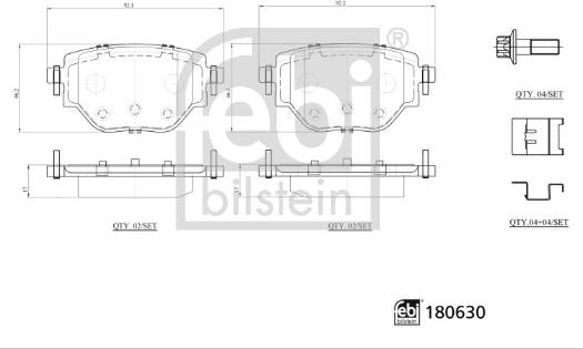 Febi Bilstein 180630 - Kit pastiglie freno, Freno a disco autozon.pro