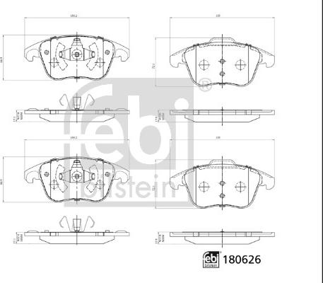 Febi Bilstein 180626 - Kit pastiglie freno, Freno a disco autozon.pro