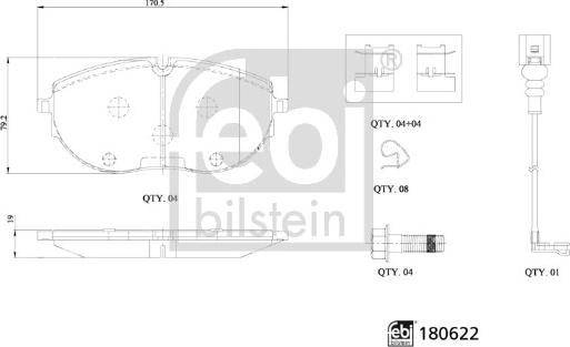 Febi Bilstein 180622 - Kit pastiglie freno, Freno a disco autozon.pro