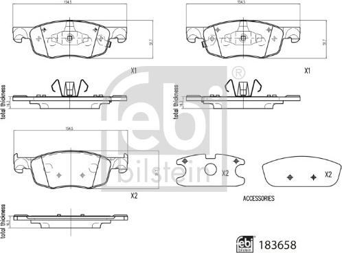 Febi Bilstein 183658 - Kit pastiglie freno, Freno a disco autozon.pro