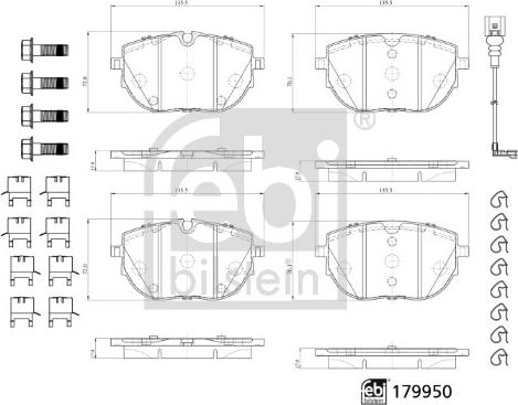 Febi Bilstein 179950 - Kit pastiglie freno, Freno a disco autozon.pro