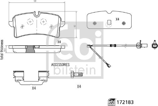 Febi Bilstein 172183 - Kit pastiglie freno, Freno a disco autozon.pro