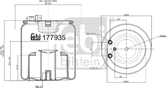 Febi Bilstein 177935 - Soffietto, Sospensione pneumatica autozon.pro