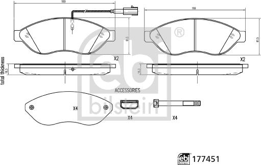 Febi Bilstein 177451 - Kit pastiglie freno, Freno a disco autozon.pro