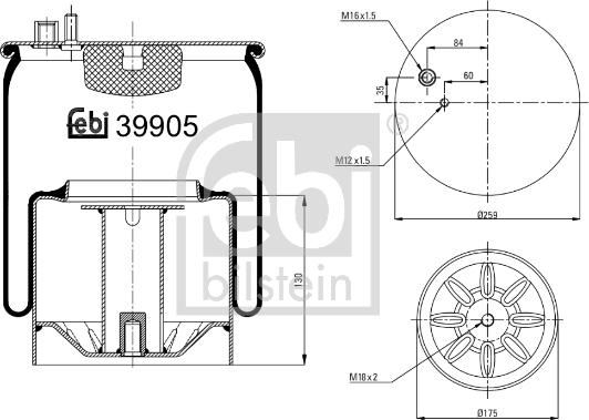 Febi Bilstein 39905 - Soffietto, Sospensione pneumatica autozon.pro