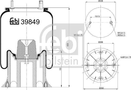 Febi Bilstein 39849 - Soffietto, Sospensione pneumatica autozon.pro