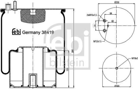 Febi Bilstein 38419 - Soffietto, Sospensione pneumatica autozon.pro