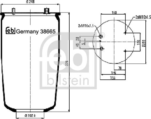 Febi Bilstein 38665 - Soffietto, Sospensione pneumatica autozon.pro