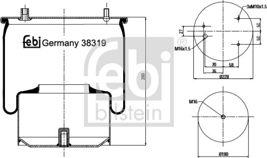 Febi Bilstein 38319 - Soffietto, Sospensione pneumatica autozon.pro