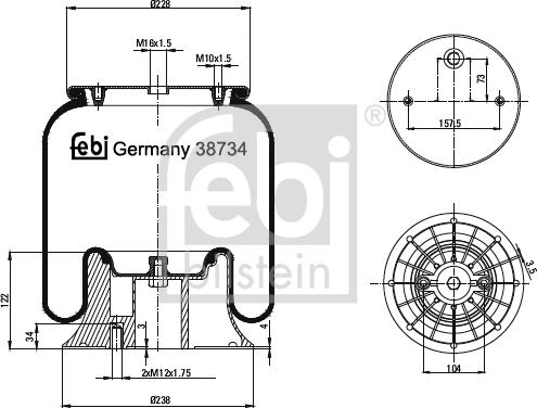 Febi Bilstein 38734 - Soffietto, Sospensione pneumatica autozon.pro