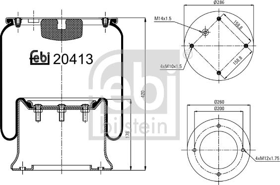 Febi Bilstein 20413 - Soffietto, Sospensione pneumatica autozon.pro