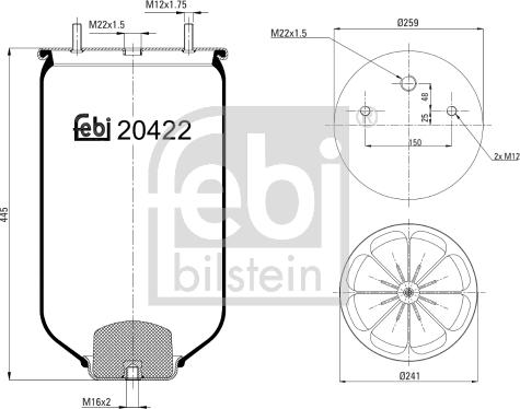 Febi Bilstein 20422 - Soffietto, Sospensione pneumatica autozon.pro