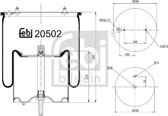 Febi Bilstein 20502 - Soffietto, Sospensione pneumatica autozon.pro