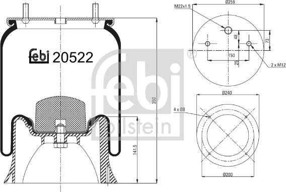 Febi Bilstein 20522 - Soffietto, Sospensione pneumatica autozon.pro