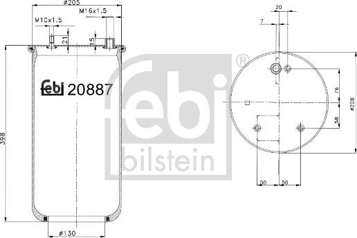 Febi Bilstein 20887 - Soffietto, Sospensione pneumatica autozon.pro