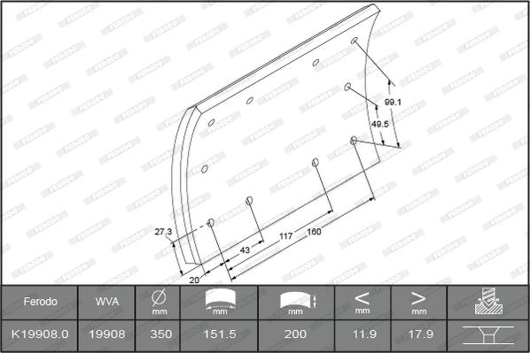 Ferodo K19908.0TG - Kit materiale d'attrito, Freno a tamburo autozon.pro