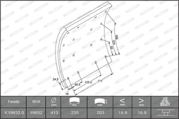 Ferodo K19932.0-F3660 - Kit materiale d'attrito, Freno a tamburo autozon.pro