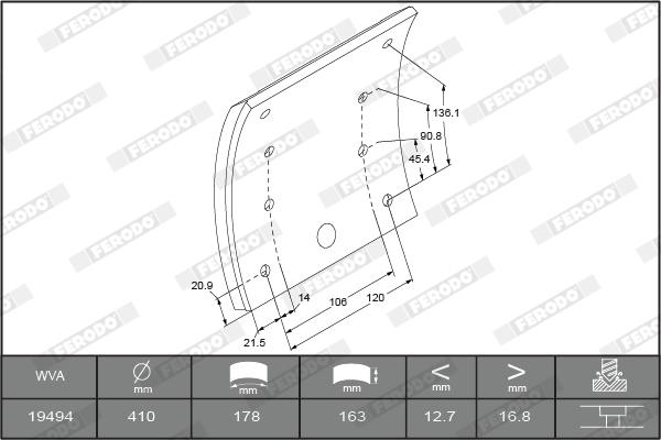 Ferodo K19486.0-F3744 - Kit materiale d'attrito, Freno a tamburo autozon.pro