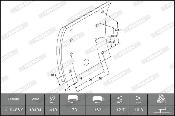 Ferodo K19486.1-F3532 - Kit materiale d'attrito, Freno a tamburo autozon.pro