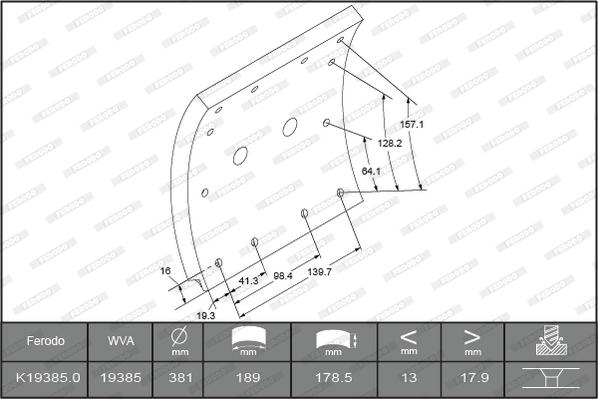 Ferodo K19385.0TG - Kit materiale d'attrito, Freno a tamburo autozon.pro