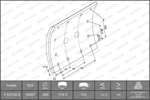 Ferodo K19708.0TG - Kit materiale d'attrito, Freno a tamburo autozon.pro