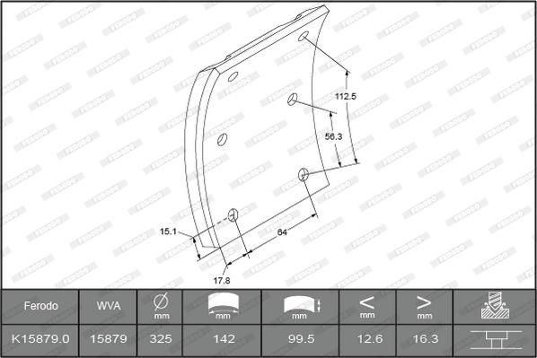 Ferodo K15879.0-F3661 - Kit materiale d'attrito, Freno a tamburo autozon.pro