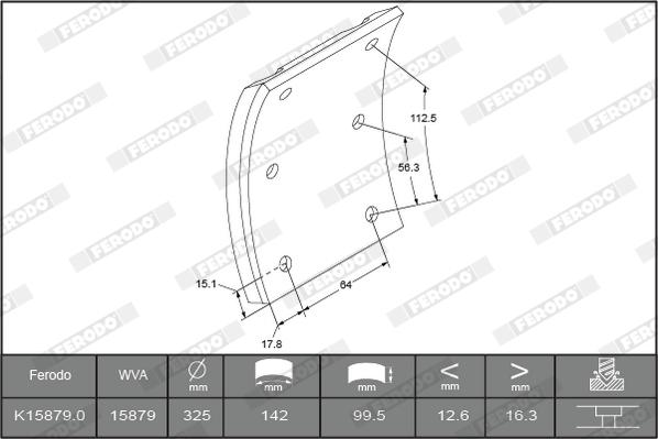 Ferodo K15879.1-F3661 - Kit materiale d'attrito, Freno a tamburo autozon.pro