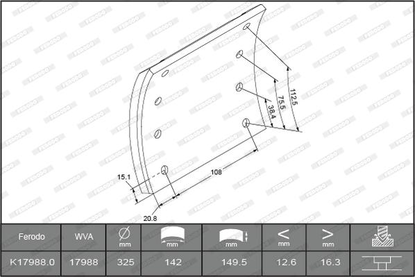 Ferodo K17988.0-F3661 - Kit materiale d'attrito, Freno a tamburo autozon.pro