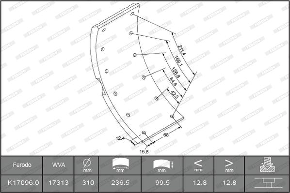 Ferodo K17096.0TG - Kit materiale d'attrito, Freno a tamburo autozon.pro