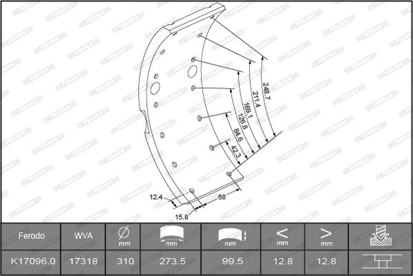 Ferodo K17096.0TG - Kit materiale d'attrito, Freno a tamburo autozon.pro