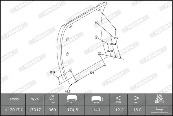 Ferodo K17017.1-F3661 - Kit materiale d'attrito, Freno a tamburo autozon.pro