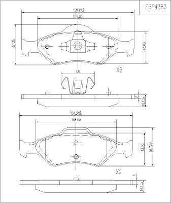 FI.BA FBP4383 - Kit pastiglie freno, Freno a disco autozon.pro