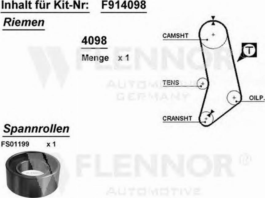 Flennor F914098 - Rullo tenditore, Cinghia dentata autozon.pro