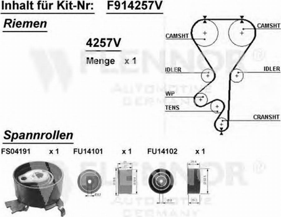 Flennor F914257V - Kit cinghie dentate autozon.pro