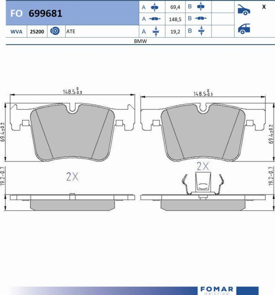 FOMAR Friction FO 699681 - Kit pastiglie freno, Freno a disco autozon.pro