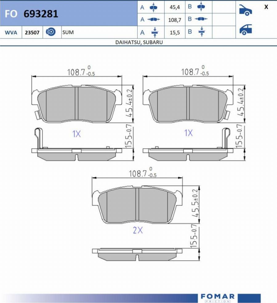 FOMAR Friction FO693281 - Kit pastiglie freno, Freno a disco autozon.pro