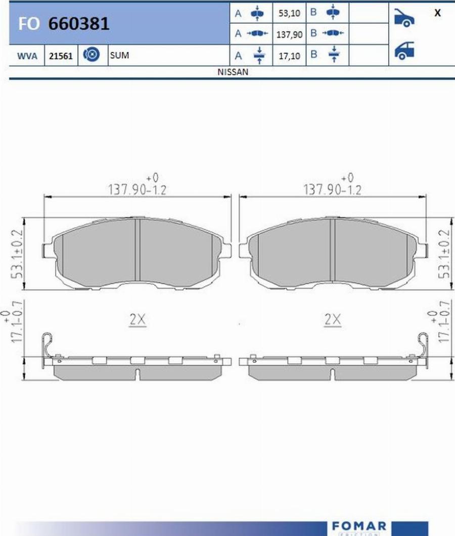 FOMAR Friction FO660381 - Kit pastiglie freno, Freno a disco autozon.pro