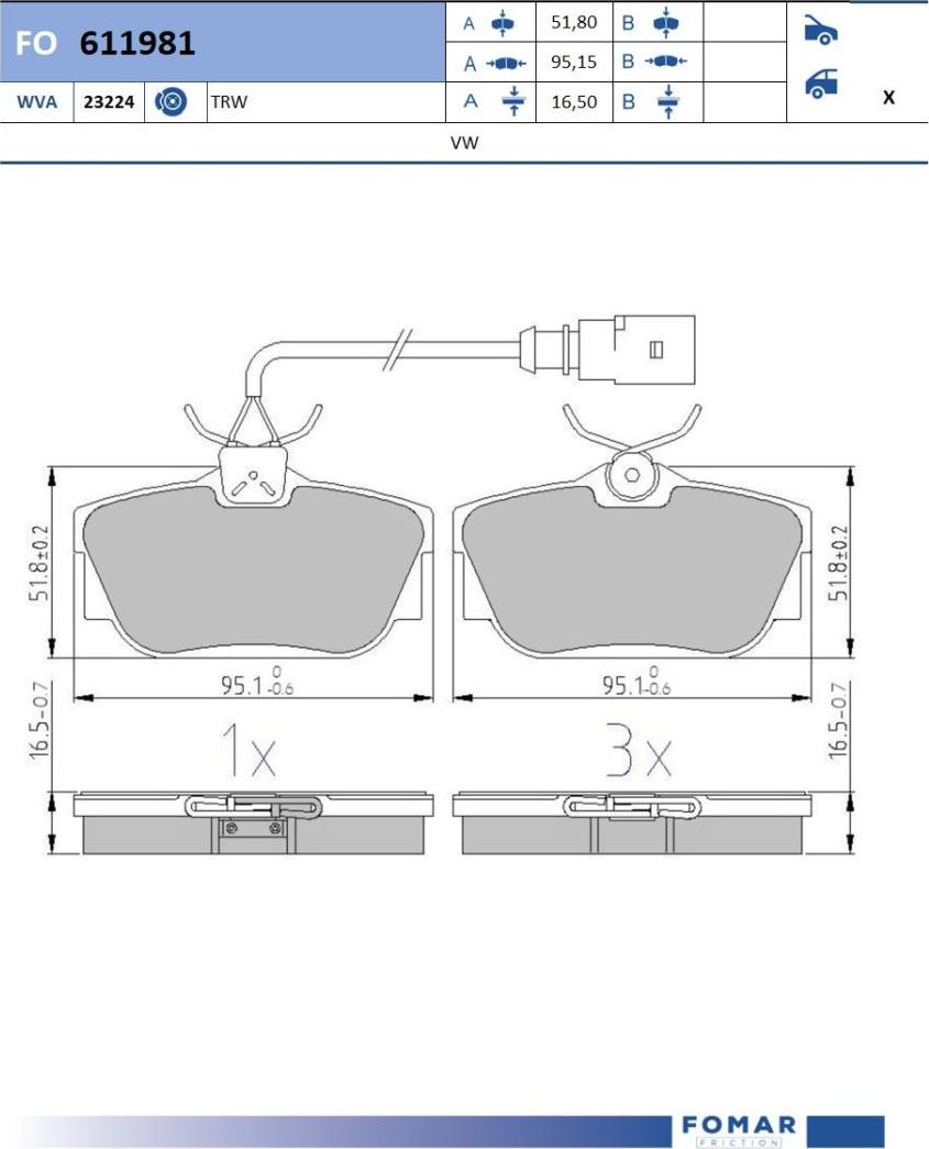 FOMAR Friction FO 611981 - Kit pastiglie freno, Freno a disco autozon.pro