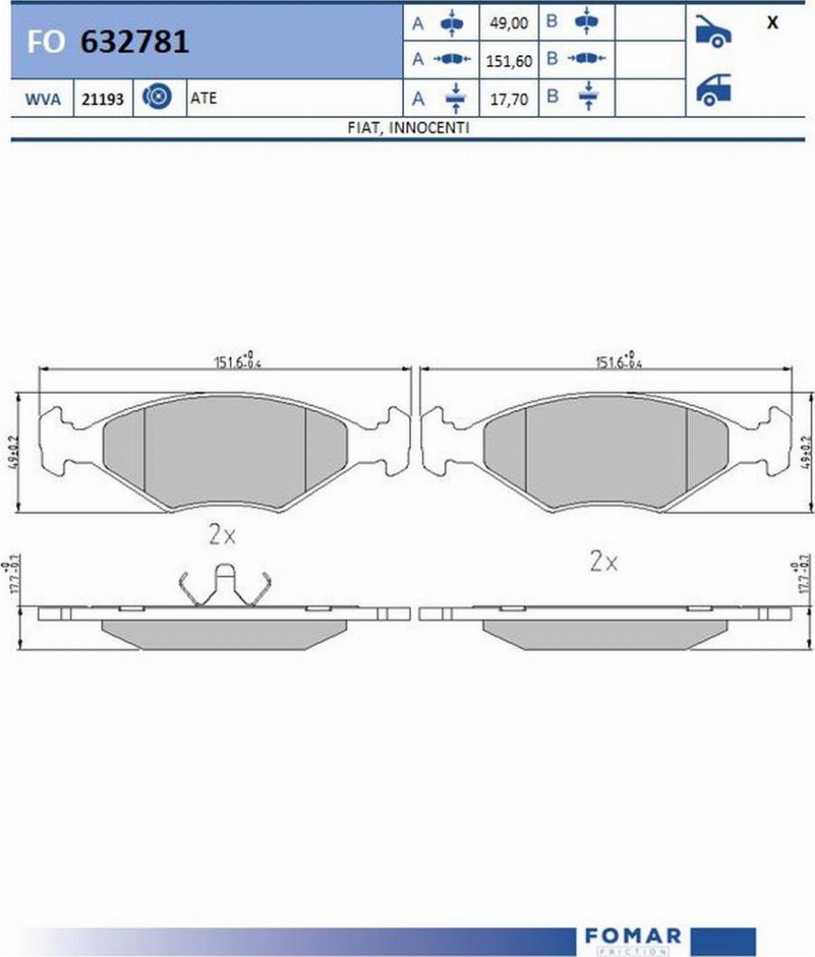 FOMAR Friction FO632781 - Kit pastiglie freno, Freno a disco autozon.pro